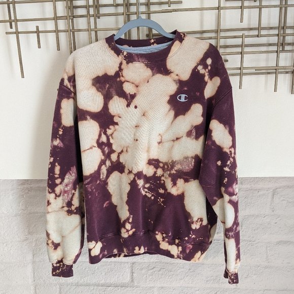 Custom Bleached Vintage Champion Crew Sweater - Picture 1 of 5